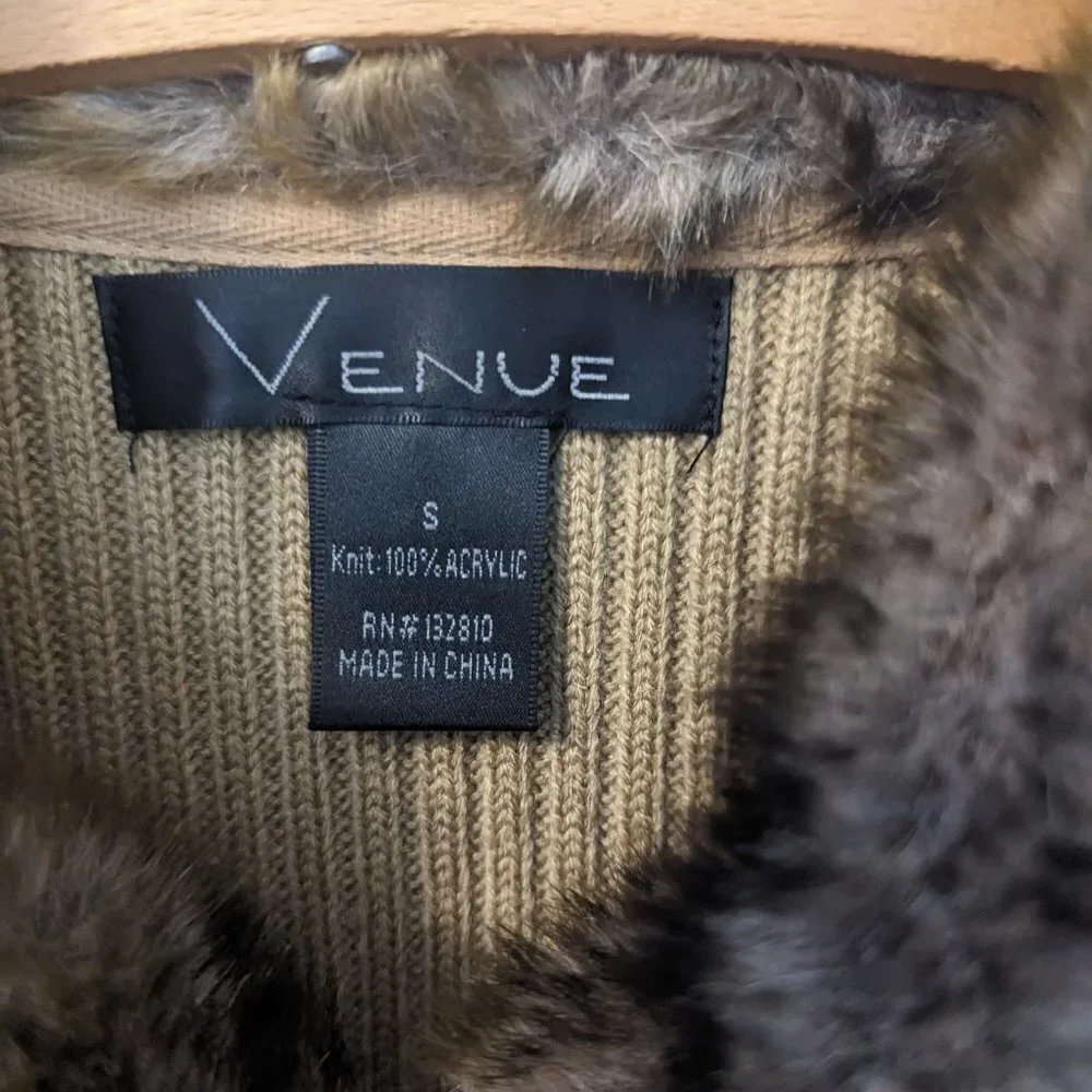 Vintage Faux Fur Jacket Knit Sweater Venue Scarface 70s‎ 80s Studio 54 Going Out